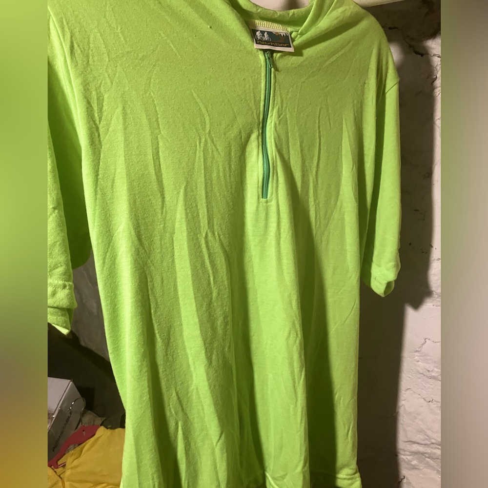 Nashbar brand cycling jersey 1/4 zip green bike shirt usa performance t sz large